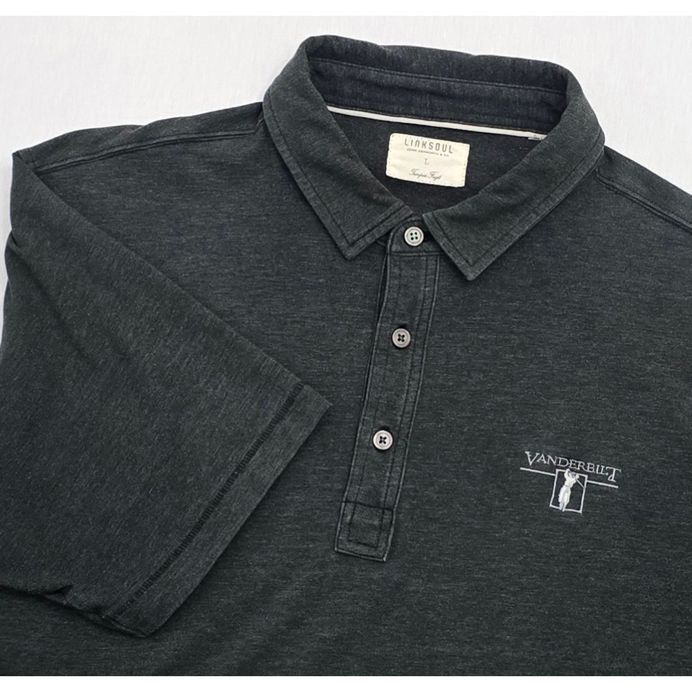 Linksoul Vanderbilt Golf Polo Shirt Mens Large Gray Heather Short Sleeve Cotton